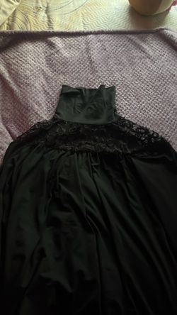 Fancy Lace Turtle Neck Long Sleeve, Black , XXL