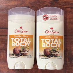 Old Spice TOTAL BODY Deodorant: Notes Of Vanilla + Shea Scent; 3 oz Each (2 For $18)