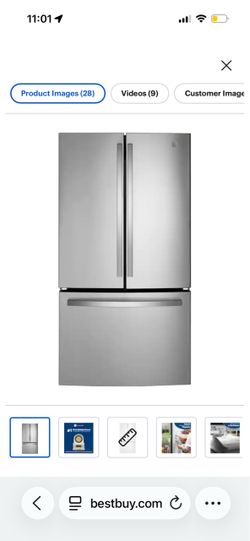 GE - 36 in. Wide 27.0 Cu. Ft. French Door Refrigerator with Internal Water Dispenser - Stainless Steel