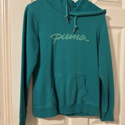 Teal Blue Puma Sweater / Hoodie / Pullover For Women Size Small 
