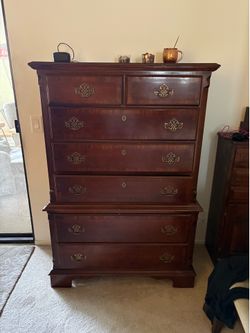 Vintage Mahogany Tall Chest Dresser - Rich Cherry Brown
