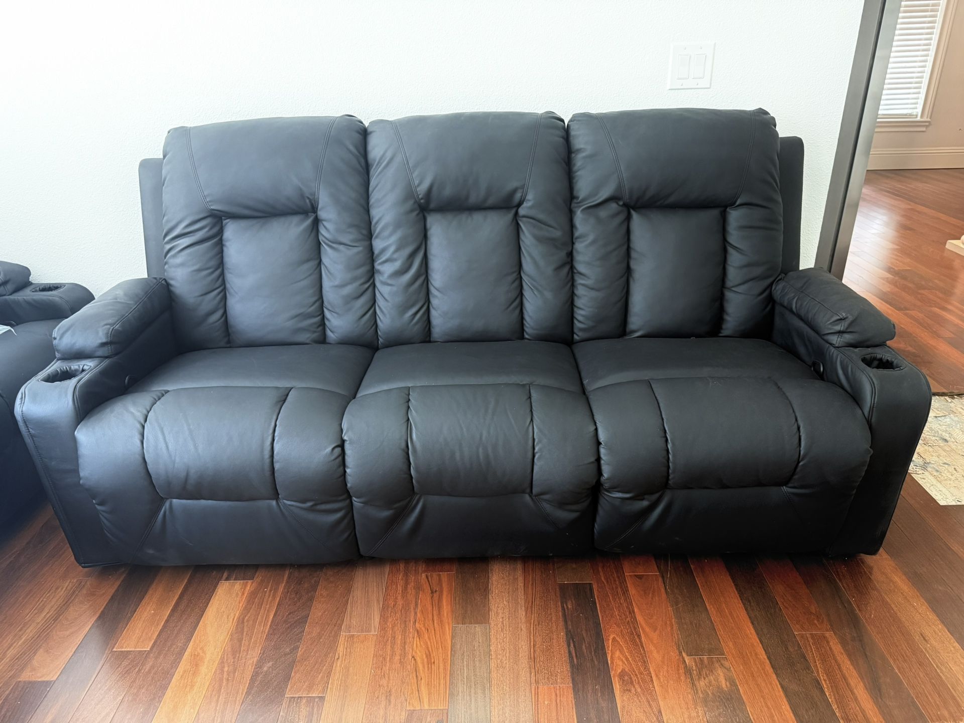 Reclining Sofa 3 Seater Black