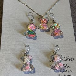 Gummy Bear Resin Necklace And Earrings Sterling