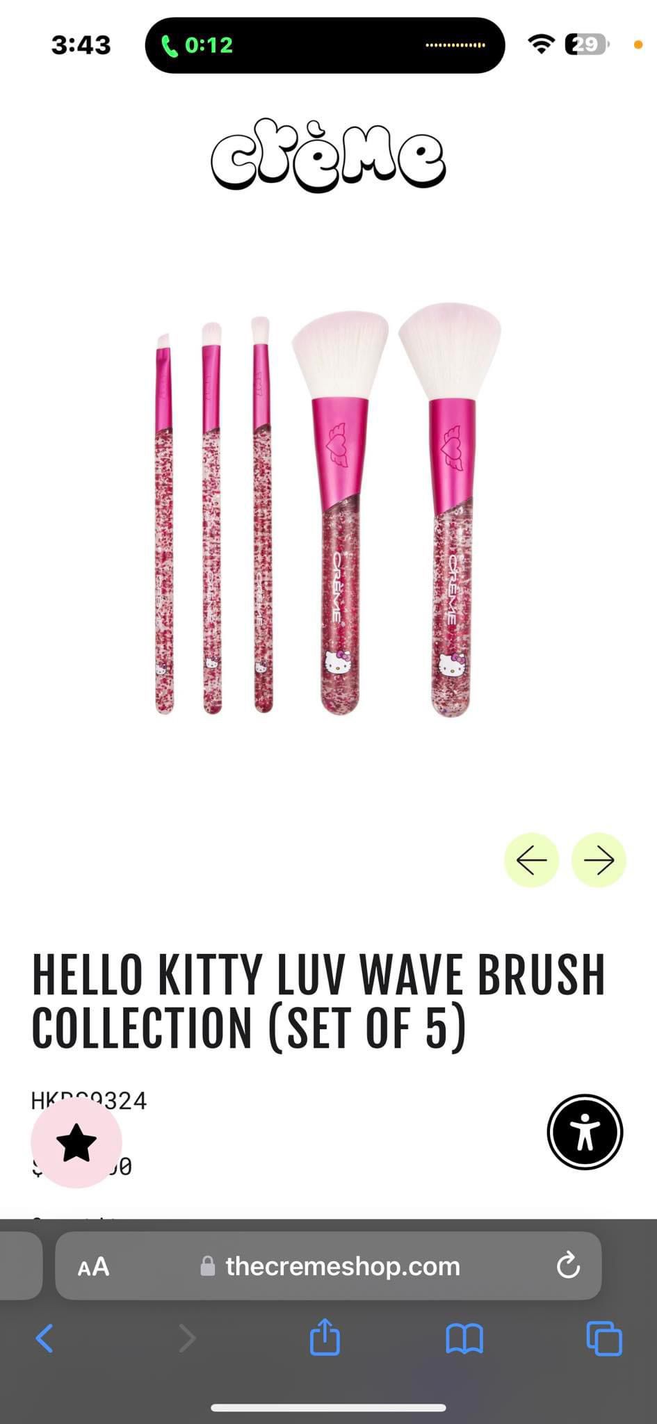 Creme Hello Kitty 5 PCs Brush Set 