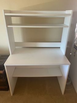 White Computer Desk w Shelves
