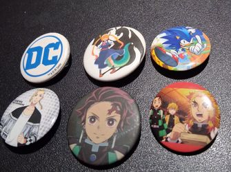 New DC Comics & Anime Character 6 mini Pins