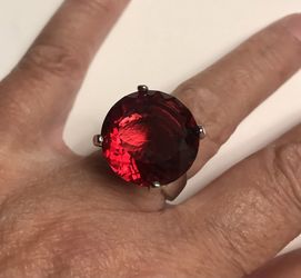 Free Shipping.  Garnet 925 Sterling Silver Ring 