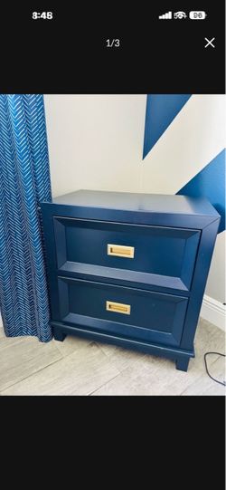 Navy Blue 2-Drawer Nightstand with Gold Hardware. In great condition!!