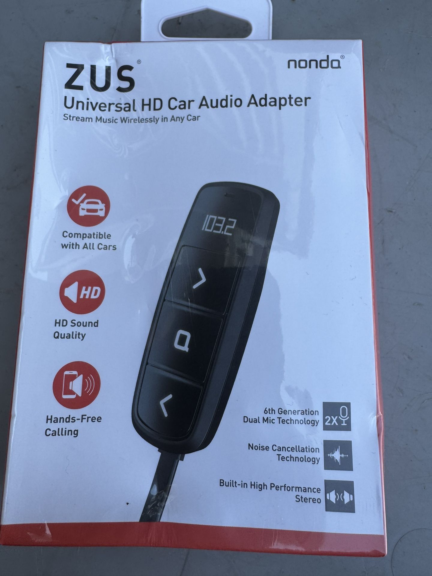 ZUS Nonda Universal HD Car Audio Adapter Stream Music Bluetooth Wireless. New Sealed box
