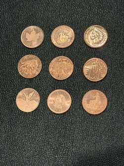 9 ADVP OZ Variety Copper Uncirculated Coins
