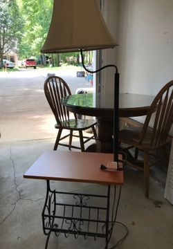 Magazine end table with lamp