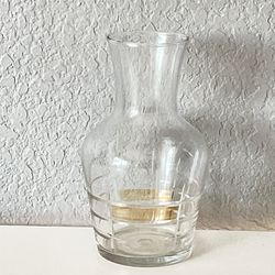 MCM Art Deco Elegant Crystal Etched Bedside Water Carafe Glass Flower Vase 6.5”