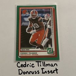 Cedric Tillman Cleveland Browns WR Donruss Short Print Insert Card. 