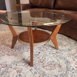 Mid Century Style Glass/Wood Coffee table