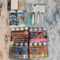 Brand New Acrylic Pouring Paint And Two Sets Pouring Tools