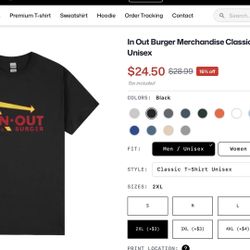 New In And Out Burger Shirts California 