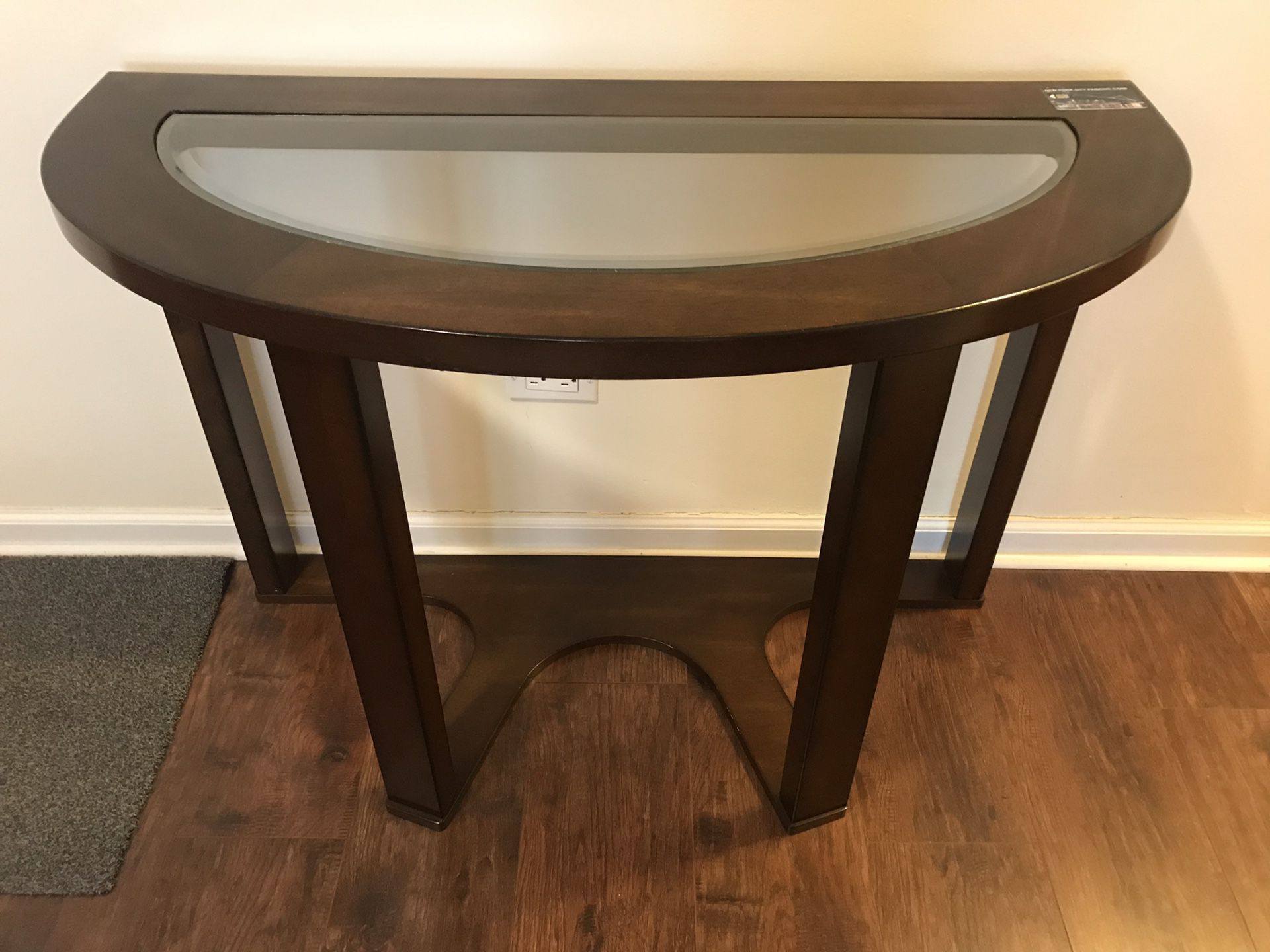 Half Moon Console Table - Solid Wood/Glass top