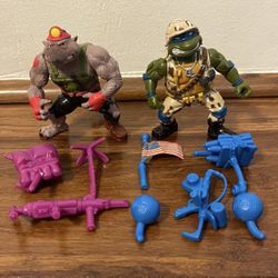 Vintage Playmates TMNT 1991  Lieutenant Leo & Dirtbag