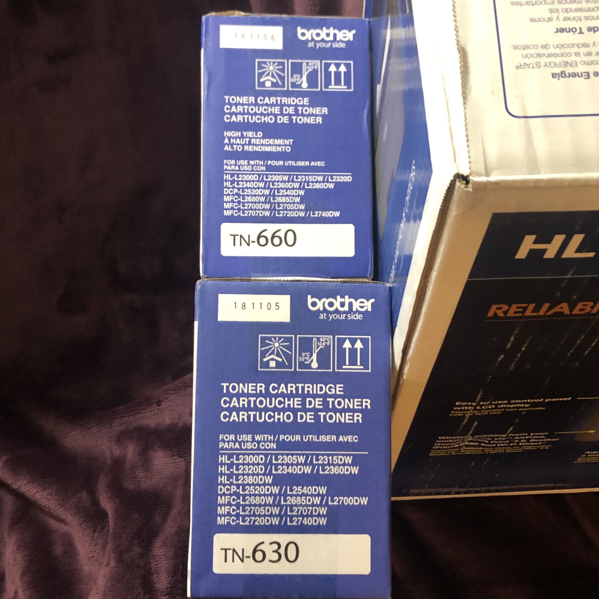 Brother HLL2315DW wifi Laser printer w/ 2 Toner Cartridges for Sale