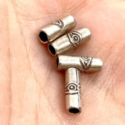 New Sterling Silver Carved Tube Beads 
