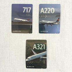 Delta Airlines Set of 3 Trading Cards