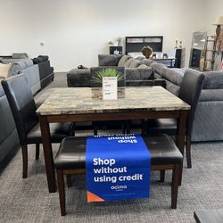 5 Pc Dining Table Set W/ Bench/ $10 Easy Down Payment Options