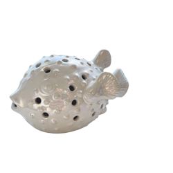 Puffer Fish Potpourri Holder Iridescent White Room Freshener or LED Light Display Ocean Decor
