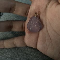 10k Gold Buddha Jade Pendant 