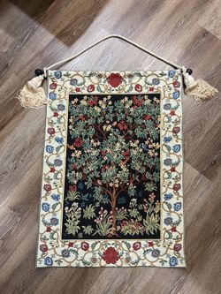 Lillian Vernon Tree Of Life Tapestry w/Pole Wall Hanging Decor 35"H x 25 3/4"W