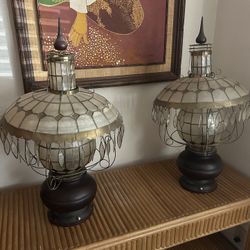 Vintage Capiz Lamps From Philippines