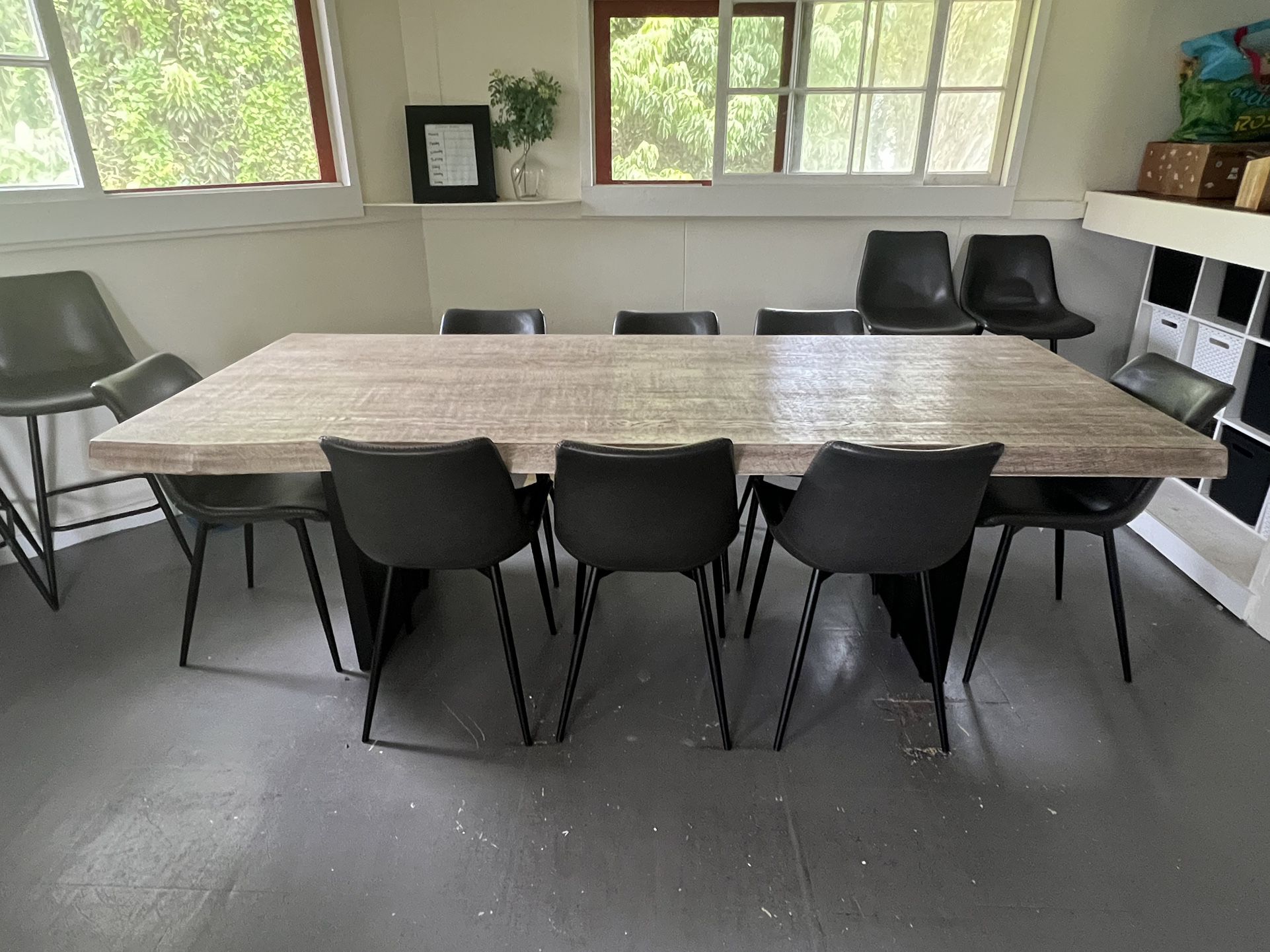 Solid Wood Dining Table With 8 Chairs And 4 Barstools