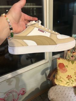PUMA Carter Men's Low Top Leather Sneakers – Beige/White/Burgundy (Size [Insert Size])