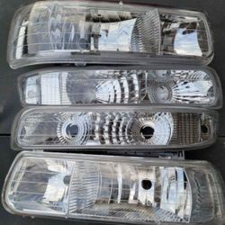 99-02 Silverado 00-06 Suburban Tahoe Headlights Luces Faros Calaveras Micas Faroles Headlamps Chevy
