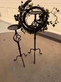 Wrought Iron Pillar Candle Holders Set of 2