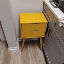 Yellow Side Table / Nightstand With 2 Drawers