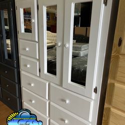 White XL wardrobe Dresser Pinewood Drawer Comoda 