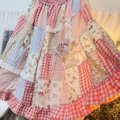 Floral Patchwork Skirt - Pink and Cream
