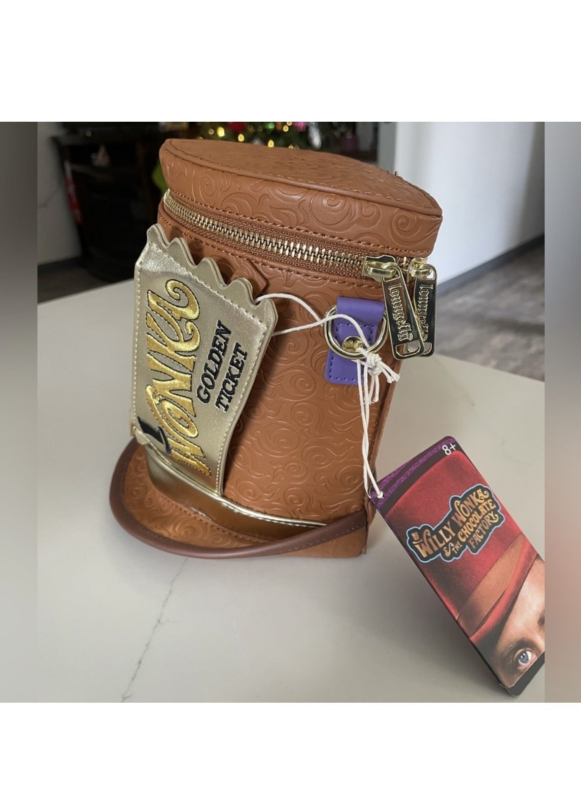 LOUNGEFLY WILLY WONKA HAT CROSSBODY AND GOLDEN TICKET COIN PURSE!