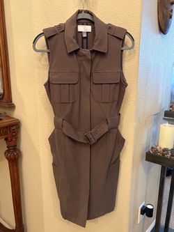 Olivia Palermo Chelsea Olive Sleeveless Belted Utility Vest Dress Size Small