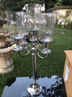 silver 5 arm candelabra with glass holders. 🎈VALUE IN 100🎈