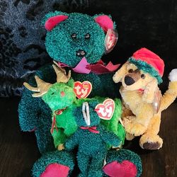 Vintage Ty Beanie Baby / Babies / Buddy Holiday Christmas Bear And Animal Collection 