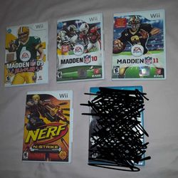 Nintendo Wii Boy Game Lot - Madden 9, 10, 11 + NERF