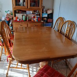 Dining  Table And Chairs And Hutch