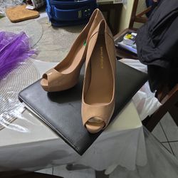 Nudes Open Toe 5 Inch Heels Tan Brown