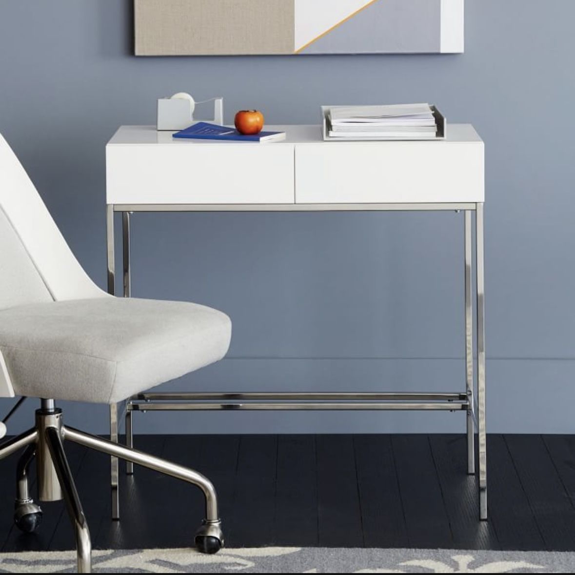 West Elm White Lacquer Mini Desk