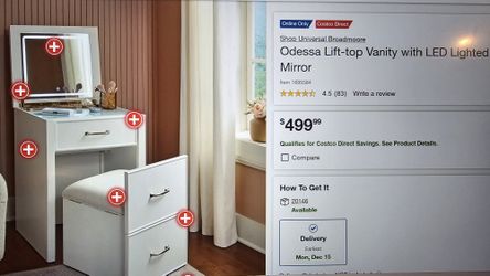 Odessa Lift-top Vanity With LED Lighted Mirror