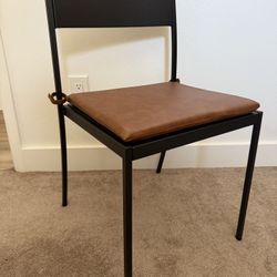 Threshold Black Metal Desk Chair With Faux Camel Leather Cushion