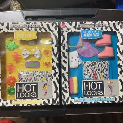 Vintage 1987 Mattel Hot Looks Jewelry Tote & Action Pack MOC Bundle