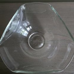 1950's Vintage Mid-Century Asymmetrical Wavy Glass Bowl