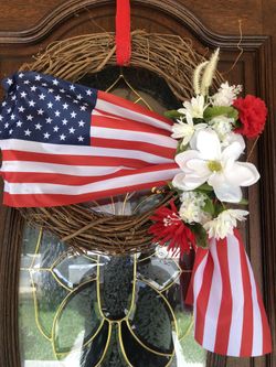 Beautiful Patriotic 4th Of July Flag Door Wreath 